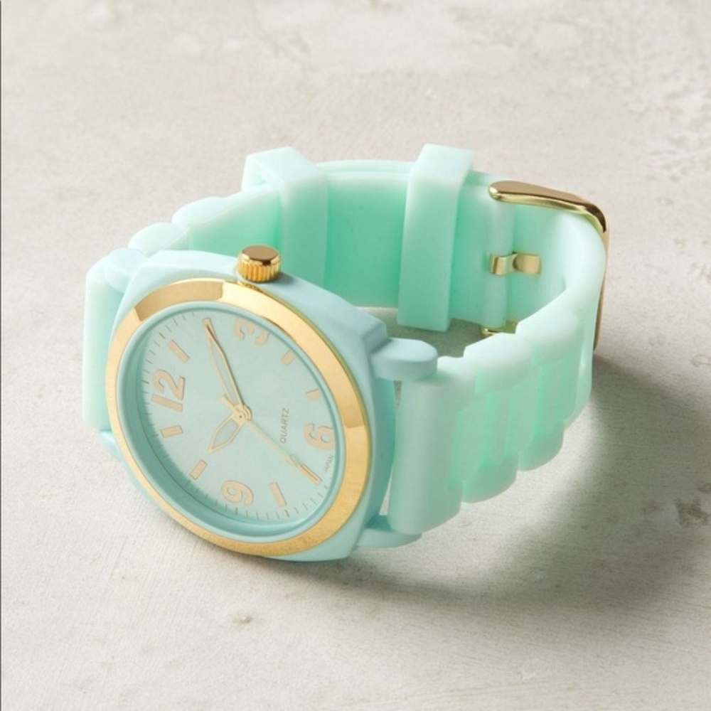 Anthropologie Teal and Gold Watch